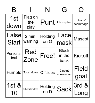 Football Bingo Card