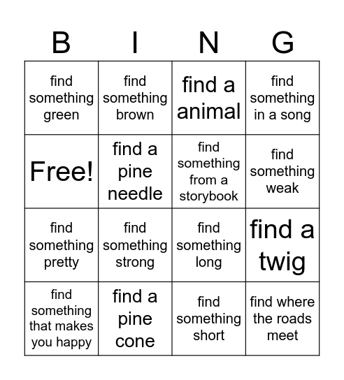 Trail bingo Card
