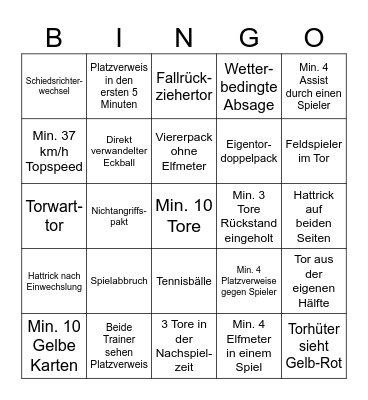 Bundesliga Bingo Card