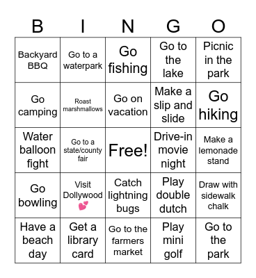 Summer Fun ☀️ Bingo Card
