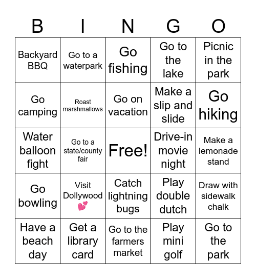 Summer Fun ☀️ Bingo Card