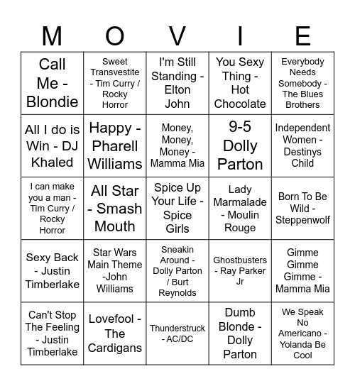 MOVIE ROUND Bingo Card