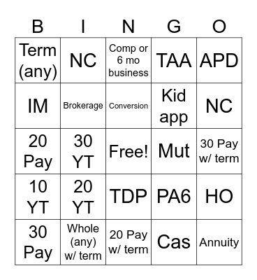 Hale/Floyd/Briscoe BINGO Card
