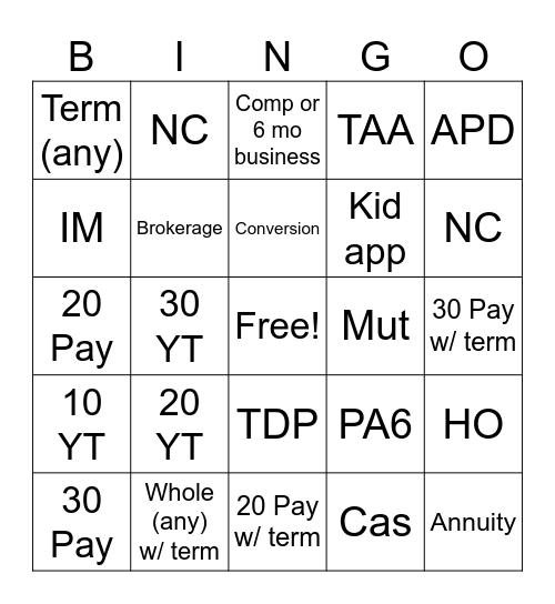 Hale/Floyd/Briscoe BINGO Card