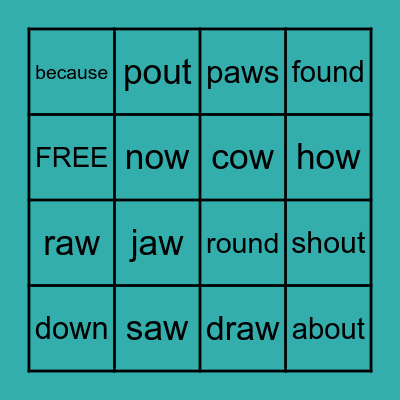 aw          ou             ow Bingo Card