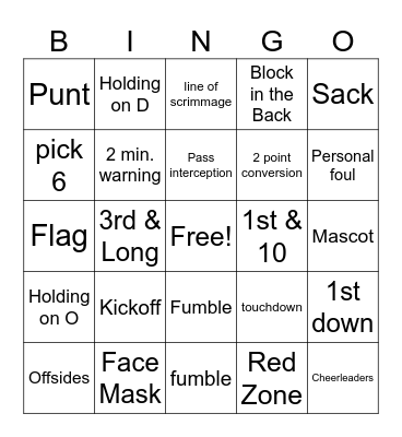 Football Bingo Card