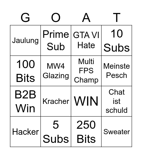 KayzahR Bingo Card