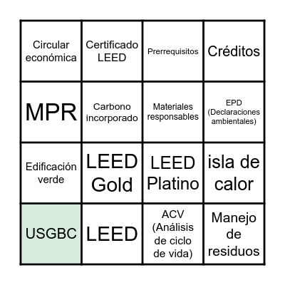 Bingo Sustentable Bingo Card