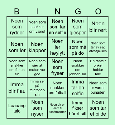 IMMA SIN KONFIRMASJONS Bingo Card