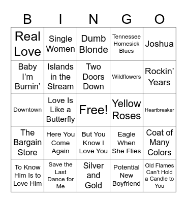 Dolly Parton Round Bingo Card