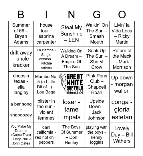 End of the summer Bingo Card