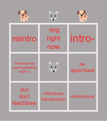 duc/duct = to lead, to draw Bingo Card