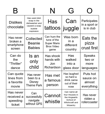 Find Someone Who... Bingo Card