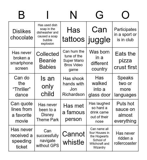 Find Someone Who... Bingo Card