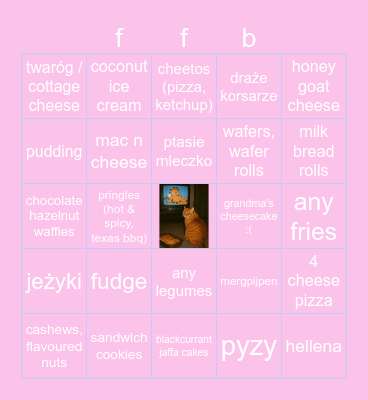 sauls food Bingo Card