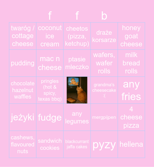 sauls food Bingo Card
