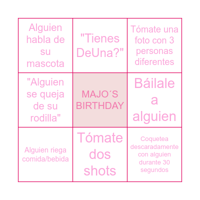 Majo´s Birthday Bingo Card