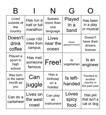 ECG people bingo! Bingo Card