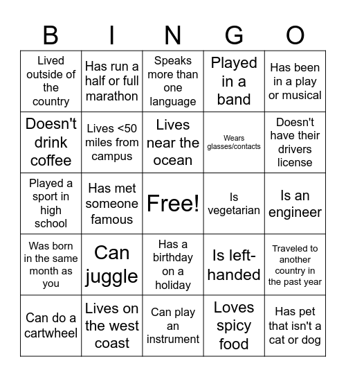 ECG people bingo! Bingo Card