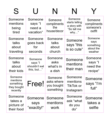 Summer Brunch Bingo Card
