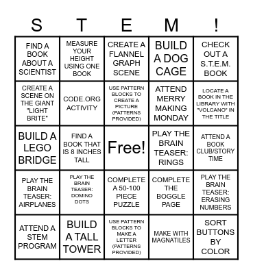 STEM-tember BINGO Card