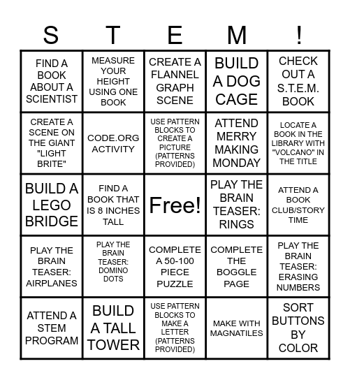 STEM-tember BINGO Card