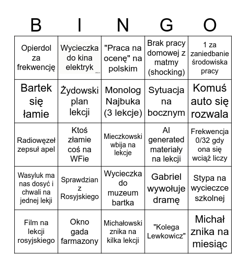 ZSE Bingo Card
