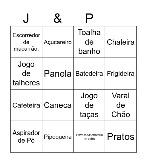 Chá de Casa Nova Bingo Card