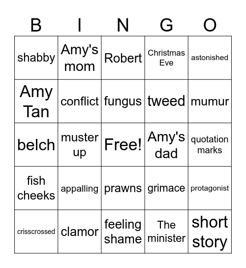 "Fish Cheeks" Bingo! Bingo Card