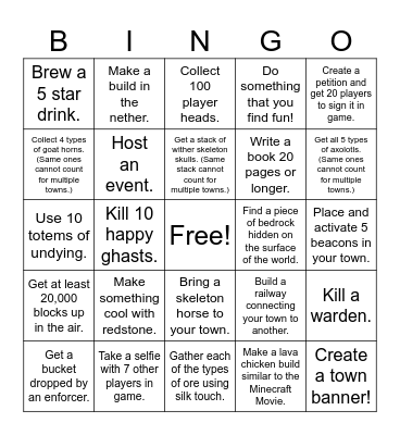 Camel Challenge Bingo Card