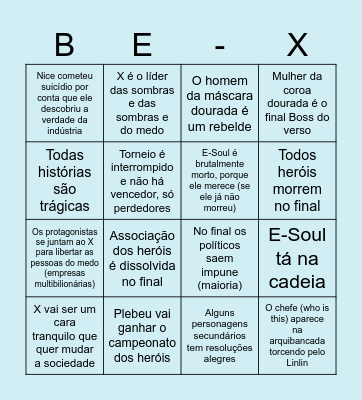 BE A HERO X Bingo Card