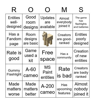 R.O.O.M.S. Bingo Card
