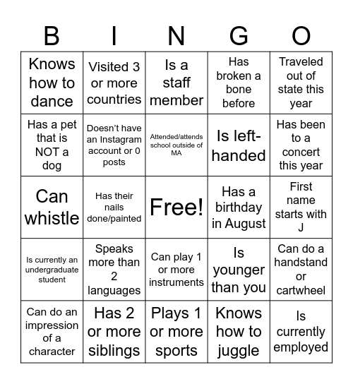BCKEC Find Someone Who... Bingo Card