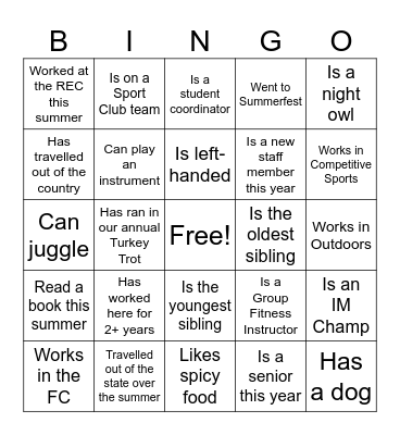 Human Bingo - Find Someone Who... Bingo Card
