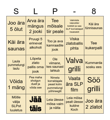 SLP VIII KUUSIKU MÕISAS Bingo Card