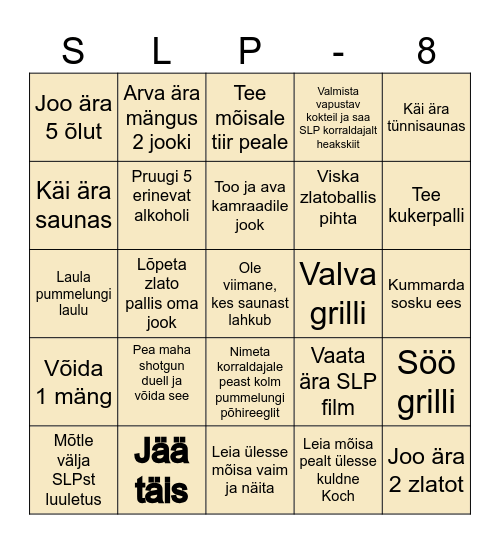 SLP VIII KUUSIKU MÕISAS Bingo Card
