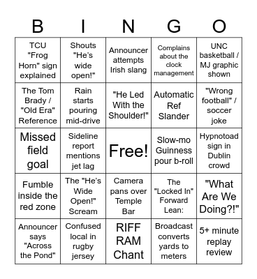 TCU Football Kickoff! Bingo Card