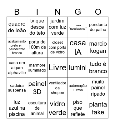 BINGO Casas TOP e Casas cafona Bingo Card