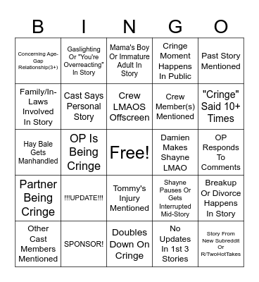SRRS Bingo Card