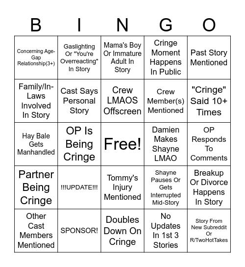 SRRS Bingo Card