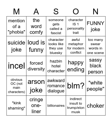 lesbian Bingo Card