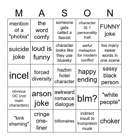 lesbian Bingo Card