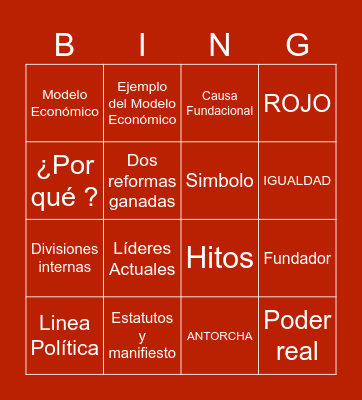 PARTIDO LIBERAL COLOMBIANO Bingo Card