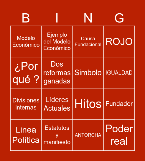 PARTIDO LIBERAL COLOMBIANO Bingo Card