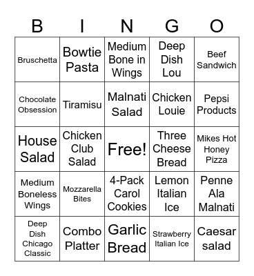 Lou Malnati's Bingo Card