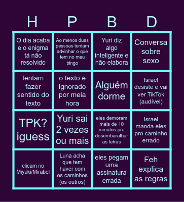 ENIGMA DE ANIVERSÁRIO Bingo Card