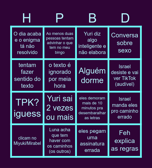 ENIGMA DE ANIVERSÁRIO Bingo Card