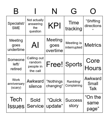Meeting Bingo Card