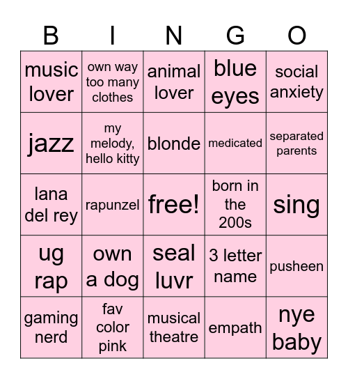avies bingo Card