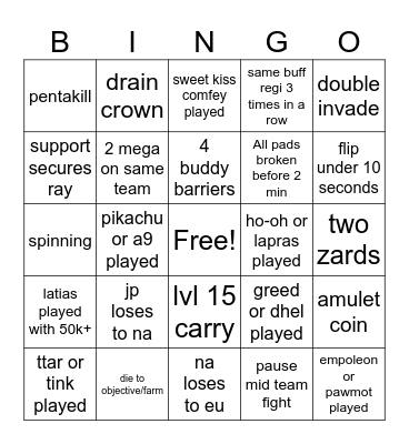 UNITE Bingo Card